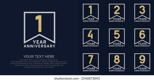 anniversary logotype set. gold and silver color can be use for celebration
