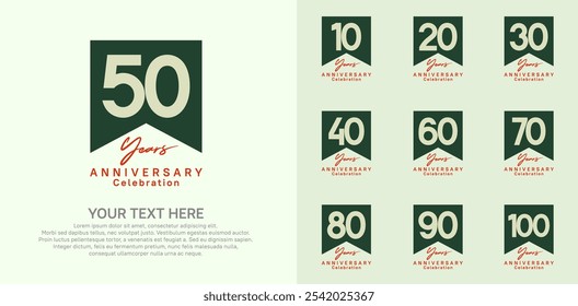 anniversary logotype set, green and red color can be use for celebration