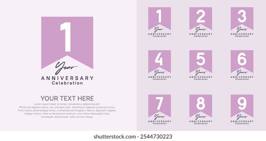 anniversary logotype set, purple and black color can be use for celebration