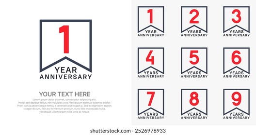 anniversary logotype set. red and black color can be use for celebration