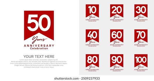 anniversary logotype set, red color can be use for celebration