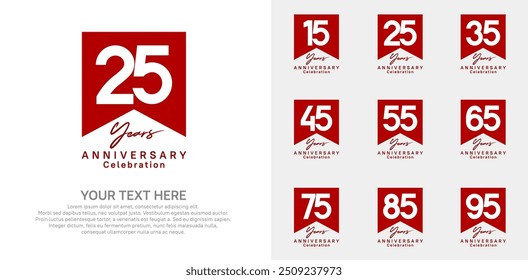 anniversary logotype set, red color can be use for celebration