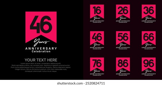 anniversary logotype set, red and white color can be use for celebration