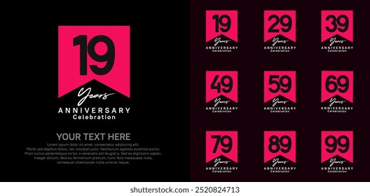 anniversary logotype set, red and white color can be use for celebration