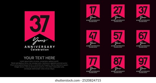 anniversary logotype set, red and white color can be use for celebration