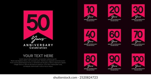 Conjunto de logotipo de aniversario, color rojo y blanco se puede utilizar para la celebración