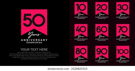 anniversary logotype set, red and white color can be use for celebration