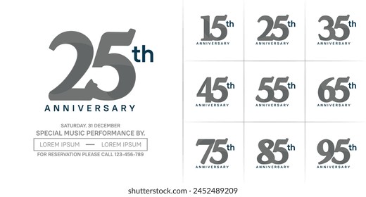 anniversary logotype set vector, black color for special day celebration