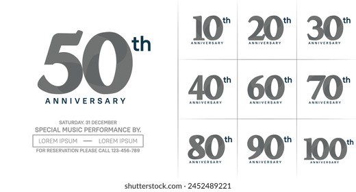anniversary logotype set vector, black color for special day celebration
