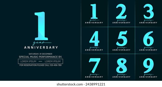 anniversary logotype set vector, blue and white color for special day celebration