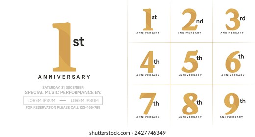 anniversary logotype set vector, brown color for special day celebration