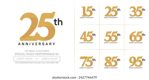 anniversary logotype set vector, brown color for special day celebration