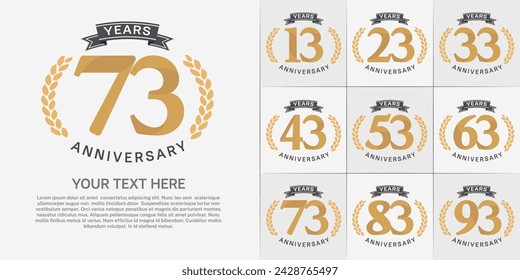 anniversary logotype set vector, brown color and black ribbon for special day celebration