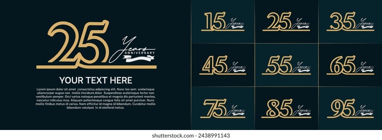 anniversary logotype set vector, brown line color for special day celebration