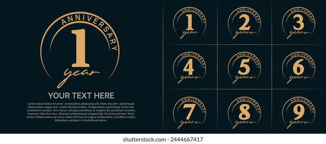 anniversary logotype set vector, brown color with circle for special day celebration