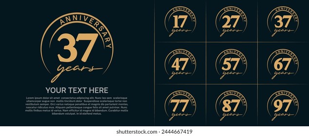 Vector del logotipo del aniversario, color marrón con el círculo para la celebración especial del día