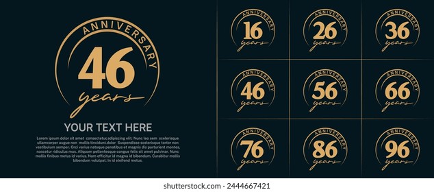 anniversary logotype set vector, brown color with circle for special day celebration