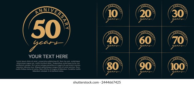 anniversary logotype set vector, brown color with circle for special day celebration