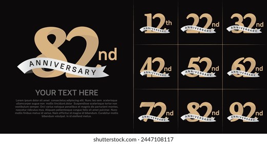 logotipo de aniversario conjunto de Vector, color marrón y cinta blanca para la celebración del día especial