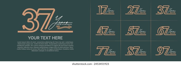 Jubiläums-Logo-Set-Vektorgrafik, Braune Linienfarbe für besondere Feiertage