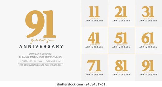 anniversary logotype set vector, brown and black color for special day celebration