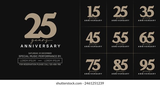 anniversary logotype set vector, brown and white color for special day celebration