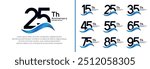 anniversary logotype set. vector design black color number can be use for special moment