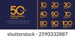 anniversary logotype set. vector design yellow color for celebration event