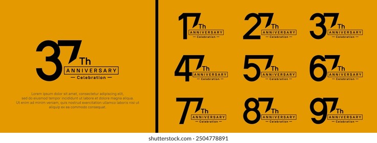 anniversary logotype set. vector design black color for special moment