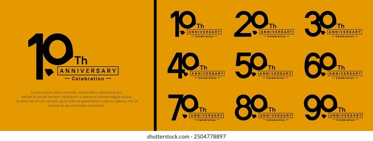 anniversary logotype set. vector design black color for special moment