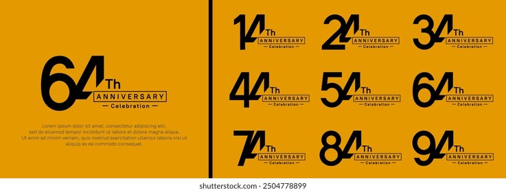 anniversary logotype set. vector design black color for special moment