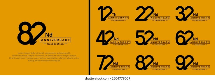 anniversary logotype set. vector design black color for special moment