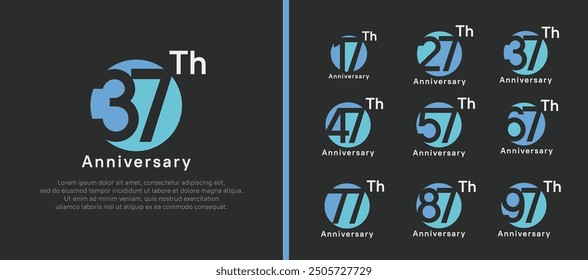 anniversary logotype set. vector design blue color circle can be use for celebration moment