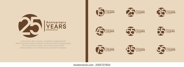 anniversary logotype set. vector design brown color can be use for celebration moment