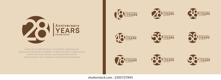 anniversary logotype set. vector design brown color can be use for celebration moment