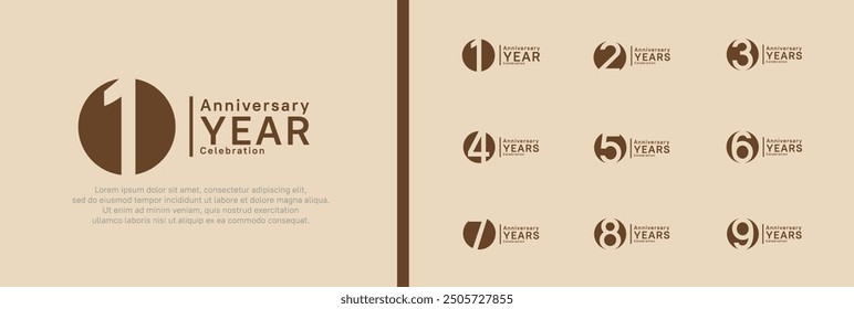 anniversary logotype set. vector design brown color can be use for celebration moment