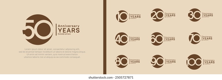 anniversary logotype set. vector design brown color can be use for celebration moment