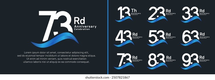 anniversary logotype set. vector design white color number can be use for special moment