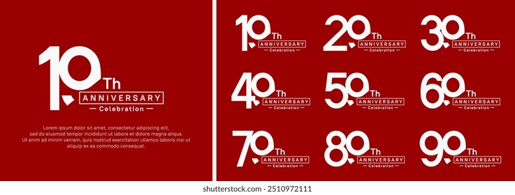 anniversary logotype set. vector design white color for special moment