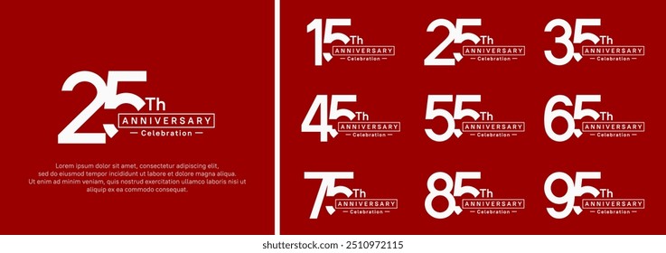 anniversary logotype set. vector design white color for special moment
