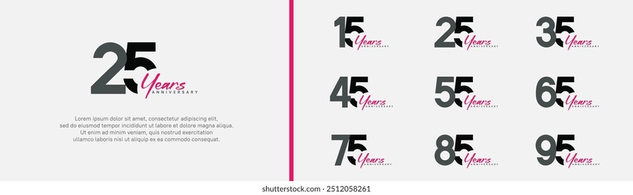 anniversary logotype set. vector design black and pink color can be use for special moment
