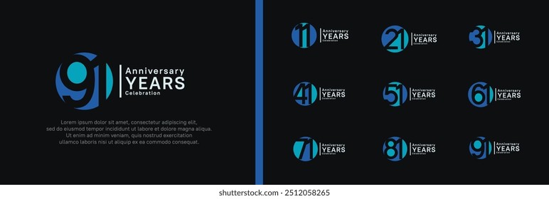 anniversary logotype set. vector design blue color can be use for celebration moment