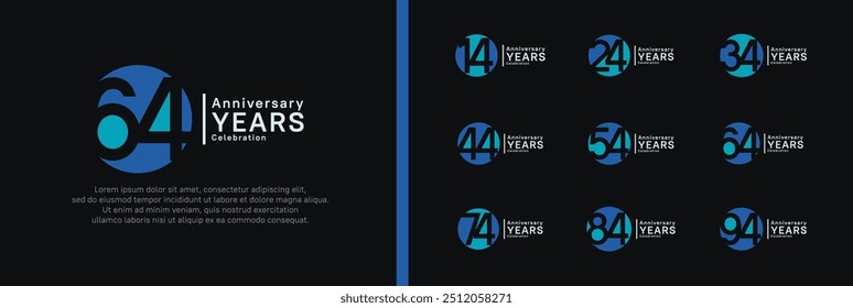 anniversary logotype set. vector design blue color can be use for celebration moment