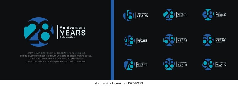 anniversary logotype set. vector design blue color can be use for celebration moment