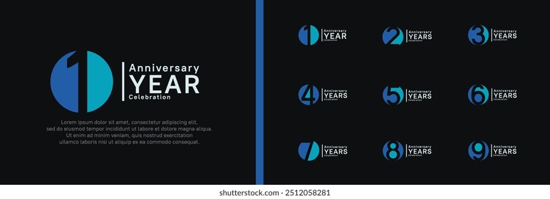 anniversary logotype set. vector design blue color can be use for celebration moment