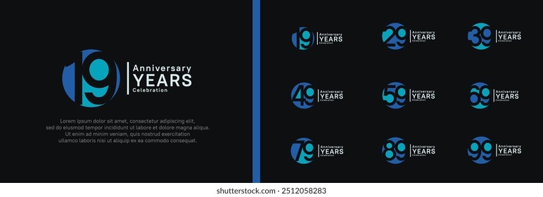 anniversary logotype set. vector design blue color can be use for celebration moment