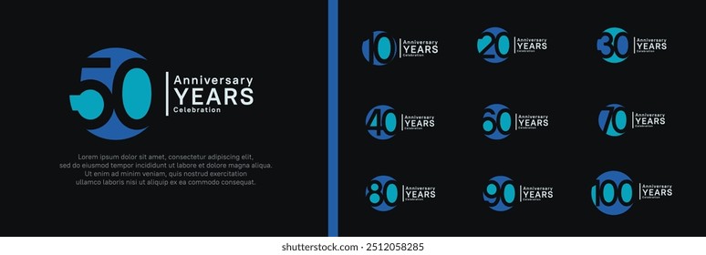 anniversary logotype set. vector design blue color can be use for celebration moment