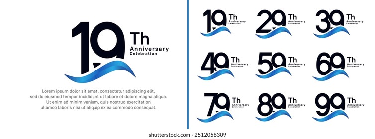 anniversary logotype set. vector design black color number can be use for special moment