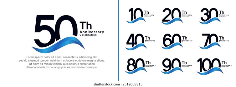 anniversary logotype set. vector design black color number can be use for special moment