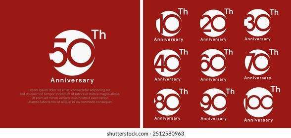 conjunto de logotipos de aniversário. círculo de cor branca do projeto do vetor pode usar-se para o momento da celebração